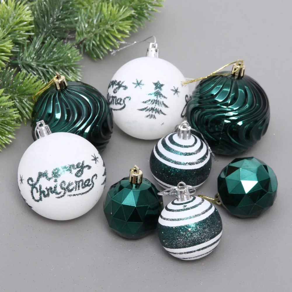 Набор шаров «Winter miracle» 7 см + 5 см (24 предмета), Изумруд/Золото