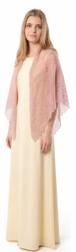 Оренбургский пуховый платок-паутинка А110-06 магнолия