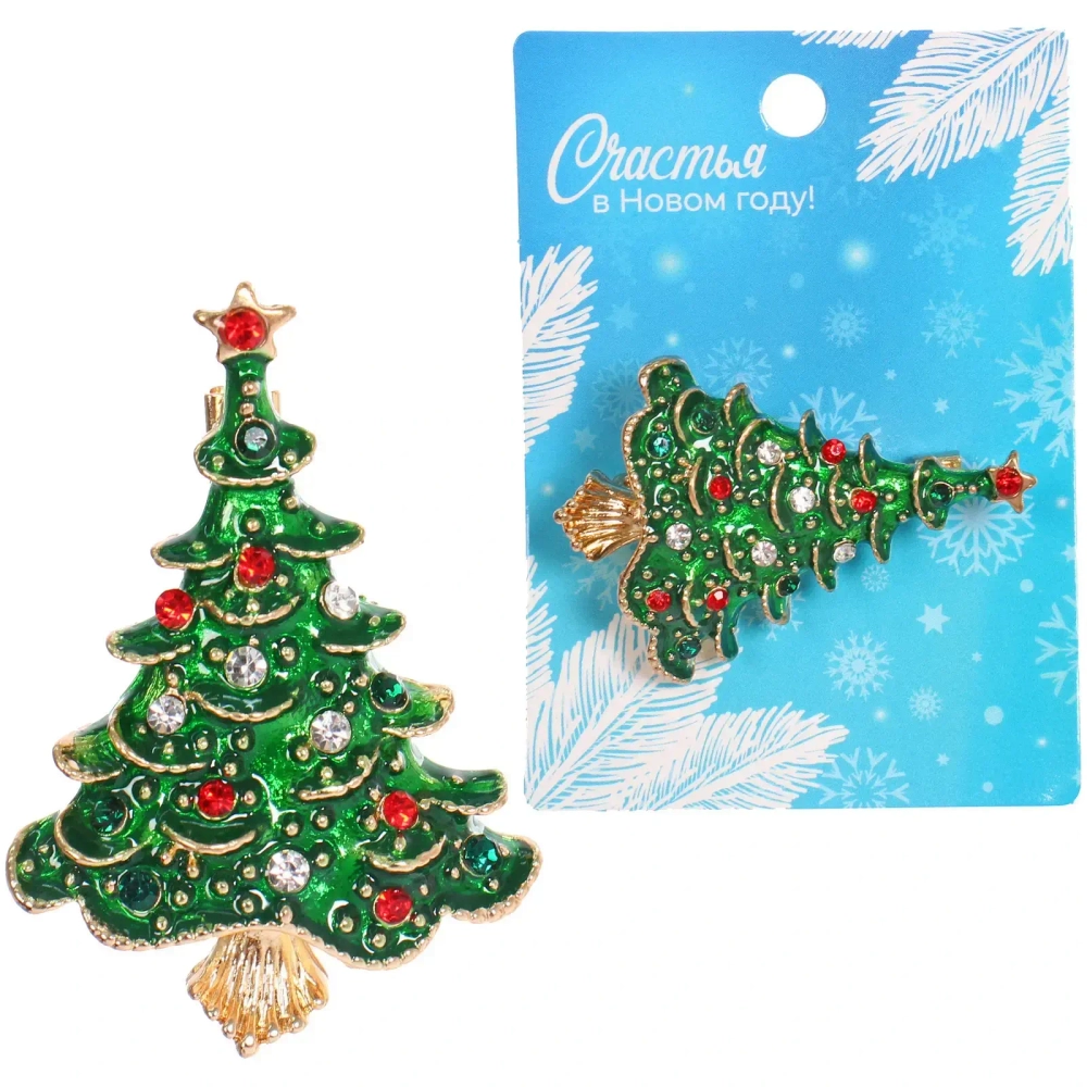 Брошь новогодняя «Best Podarok - Ёлочка зелёная», 3.5*2.4см