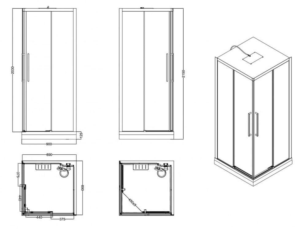 Душевая кабина Esbano ESKM90CKR 90x90x215 черный