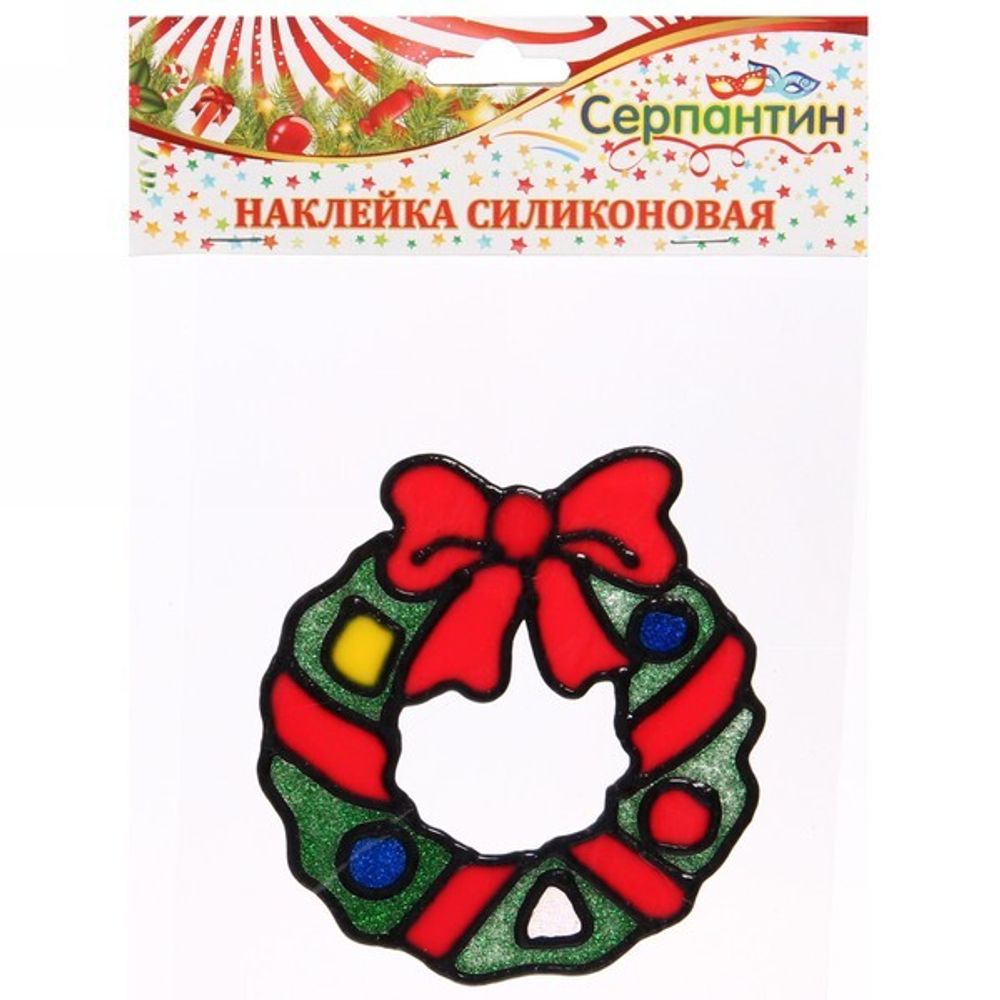 Наклейка на стекло 15*18&quot;Новогодний венок «