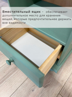 Стеллаж 40х32х182, Бритта, деревянный, с ящиком для вещей и полками, массив сосны, зеленый эвкалипт, Dipriz