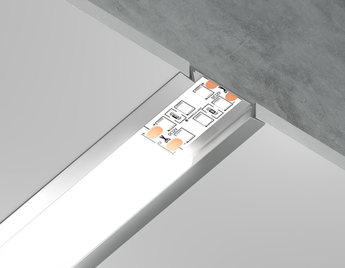 Алюминиевый профиль встраиваемый GP1100AL серебро/матовый рассеиватель 2000*30.6*6, 2 заглушки в комплекте (для ленты до 19,8мм)