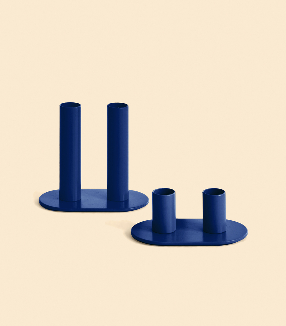 Подсвечник – Огонь двойной, Синий, 12,5 см | Delo