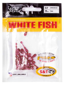 Слаги съедобные Lucky John White Fish 0.8" (2 см), цвет S14, 20 шт