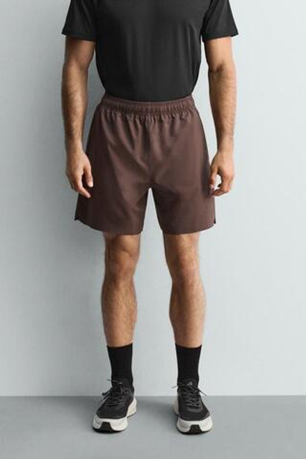 ZARA СПОРТИВНЫЕ ШОРТЫ 9", КОРИЧНЕВЫЙ