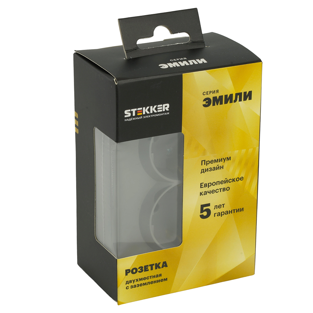 Розетка 2-местная с защитной шторкой, STEKKER, с/з, 250В, 16А, серия Эмили, RST16-5114-10, платиново-серый, soft touch 49960