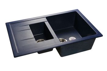 GRANFEST Мойка мрамор QUADRO GF-Q--775KL 1.5-чаш+крыло 775*500мм   синий арт.GF-