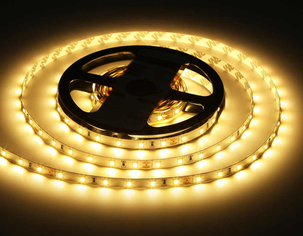 Светодиодная лента GS3001 2835 60Led/ 6W m/ 24V IP20 3000K/ 5000*8*1.2mm/ кратность резки 100mm (2 конт.)