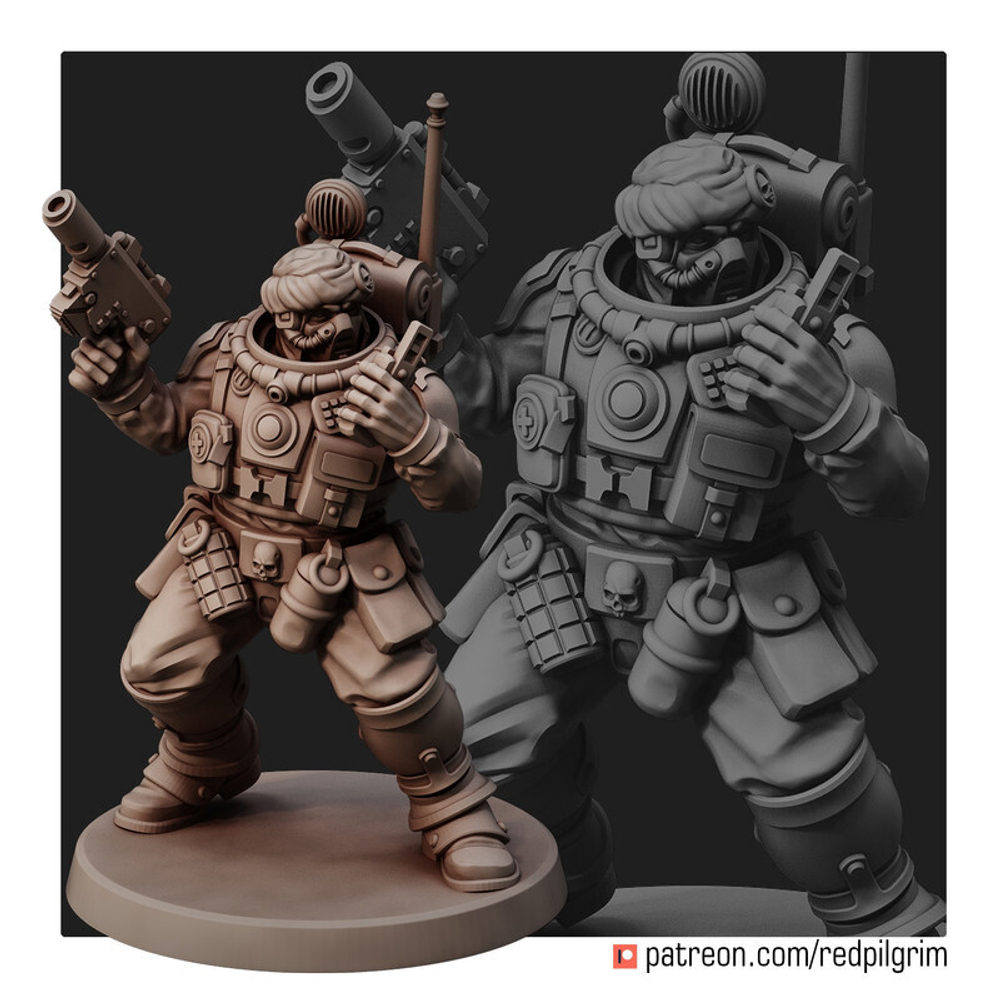 Astra Militarum Tallarn Desert Raiders Талларнский Гвардеец радист миниатюра для AOS,Waha, Настольная игра, НРИ, Варгейм, РПГ
