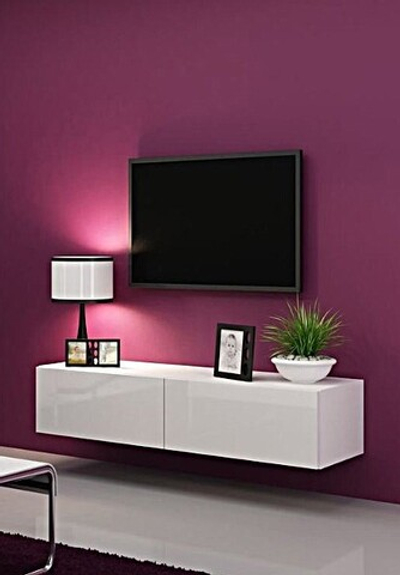 ТВ-тумба Виго малая МДФ Белый DM635-6 / Белый Фасадный 0101 140*42*30 см, Белый, Белый Фасадный   Фиеста