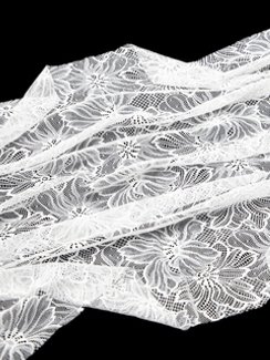 Кружевное эластичное полотно (сетка), цветы, белый