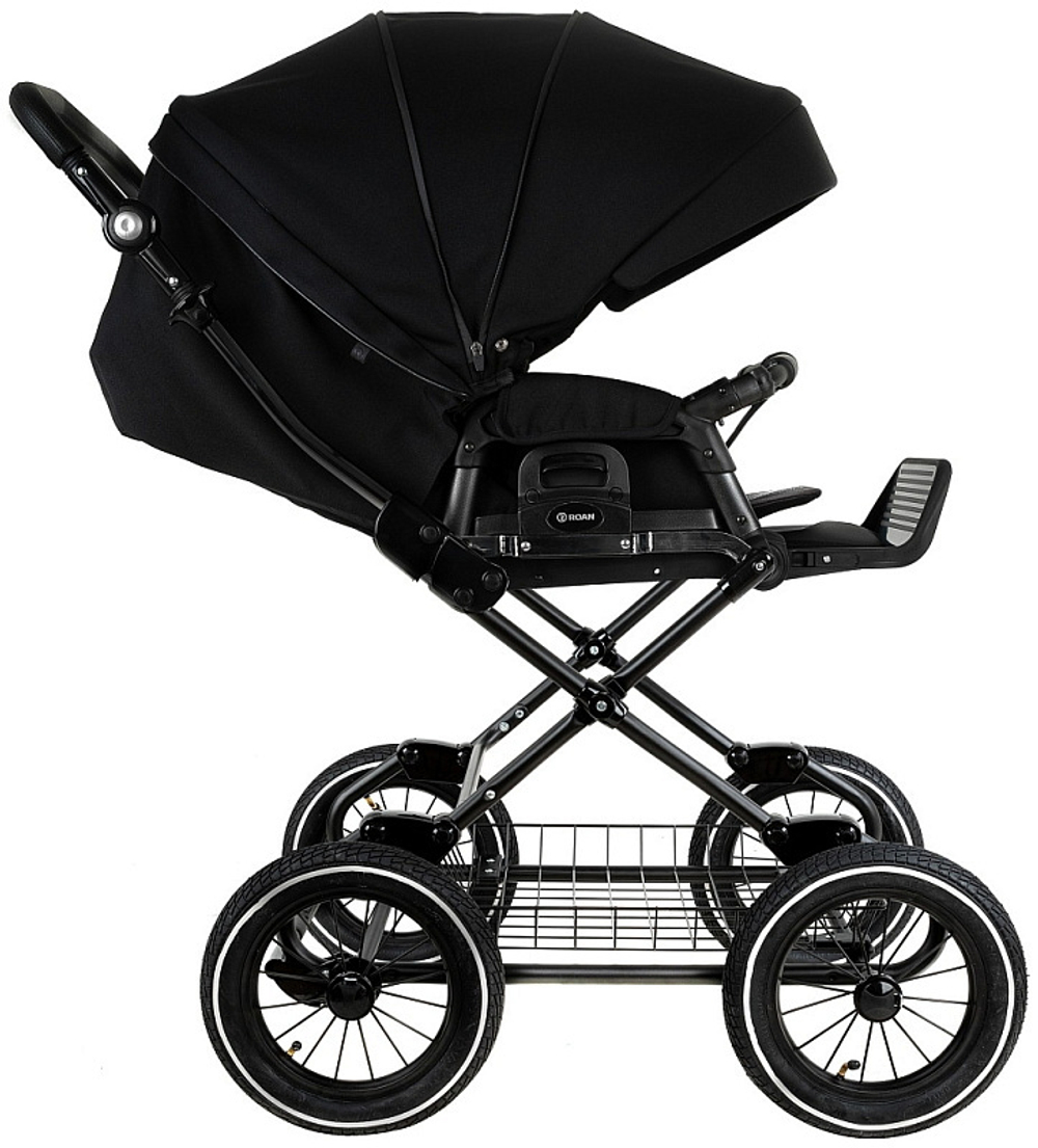 Детская коляска Roan Bass Next Classic d12 2.0 3 в 1 с автокреслом Tutis Elo Lux EduSky Black BNC/85/2 Caviar/Black/руч.Cappuccino