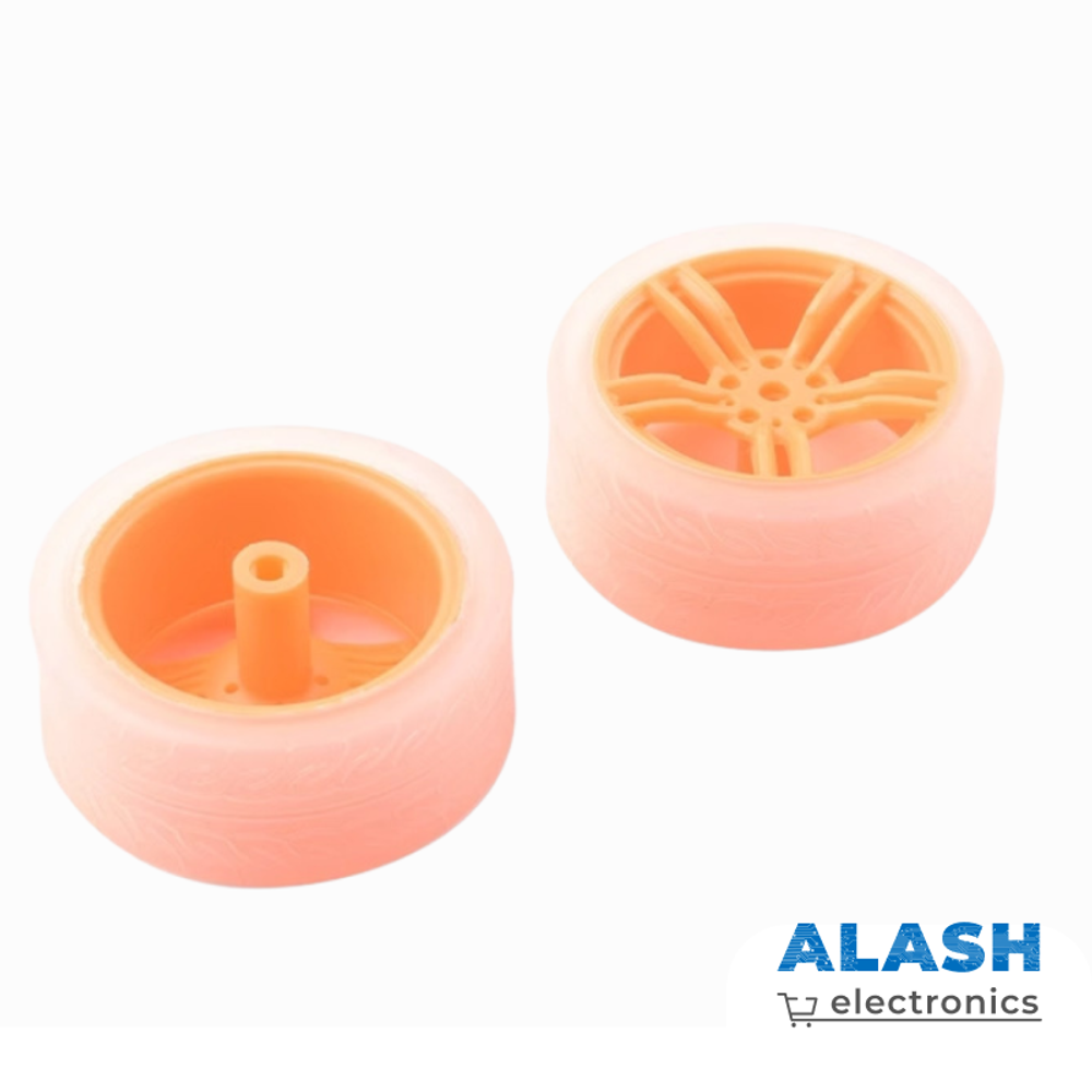 Колесо 65 мм для роботов, оранжевое с прозрачной вставкой