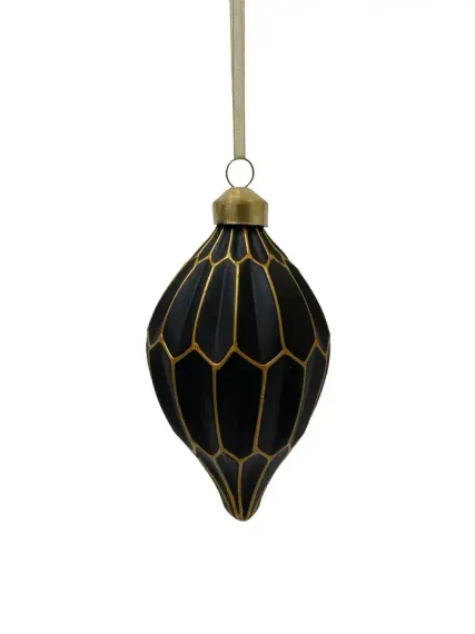 Набор винтажных стеклянных украшений Готика 80 мм., черный-золото, 9 шт., Christmas DeLuxe (13057)