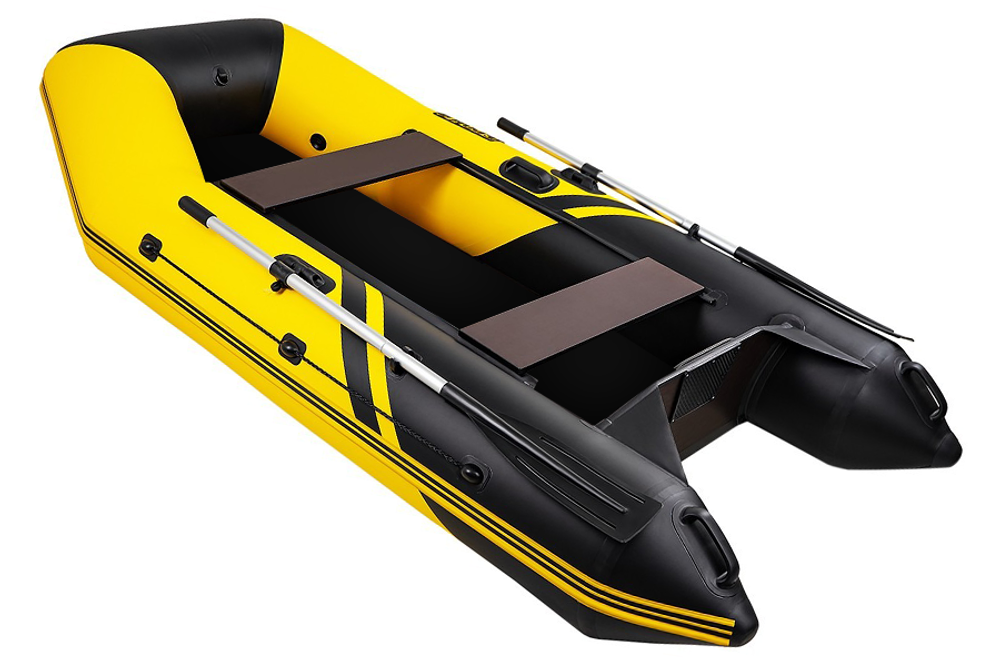 Броня-280 желтый-черный (лодка ПВХ под мотор с усилением)