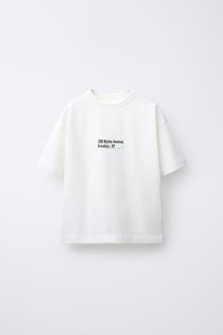 ZARA ФУТБОЛКА С НАДПИСЬЮ, ЭКРЮ