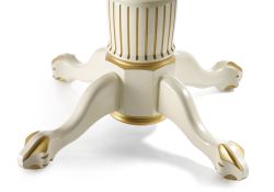 Деревянный стол Альфред 110(160)х110х80 слоновая кость с золотой патиной