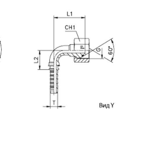 Фитинг DN 10 BSP (Г) 3/8 (90)  (штифтованная гайка) (o-ring)