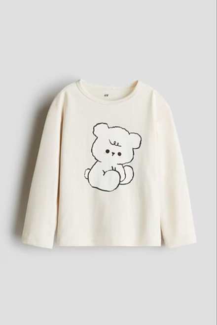H&M Топ с принтом, кремовый