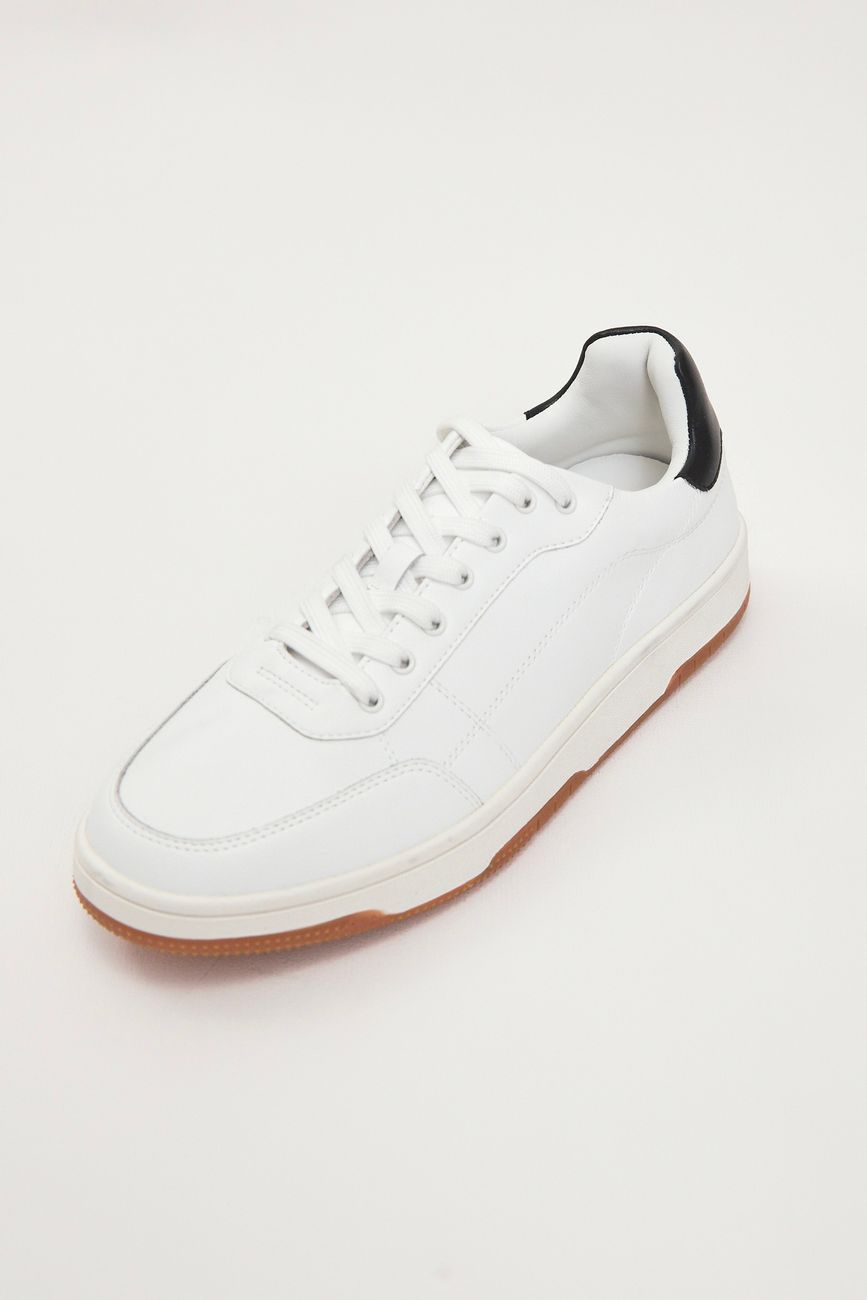 Кроссовки из натуральной кожи с контрастной пяткой, белый
