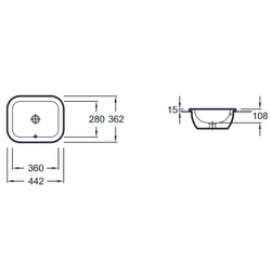 Раковина встраиваемая сверху Jacob Delafon Vox 44х36см. EYD102-00 схема