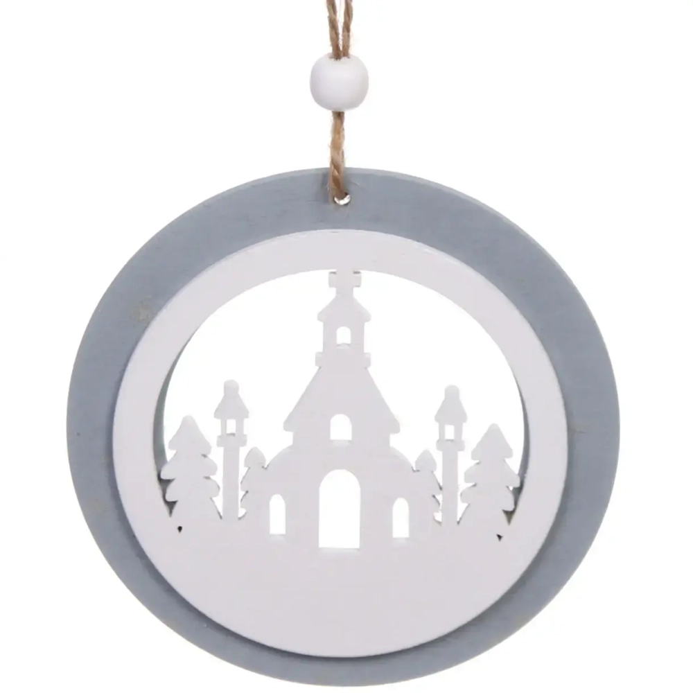 Подвеска «Сказочный лес» 10 см, Серый/белый