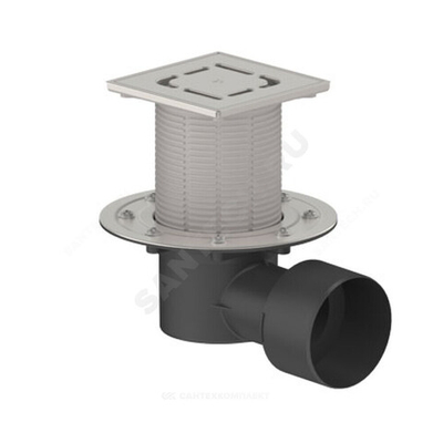 Трап регулируемый с гидрозатвором+поплавковый+механический сухой затвор Дн 75/110 с нержавеющей решёткой 150х150мм горизонтальный выпуск ТП-5100 Татполимер 101200453