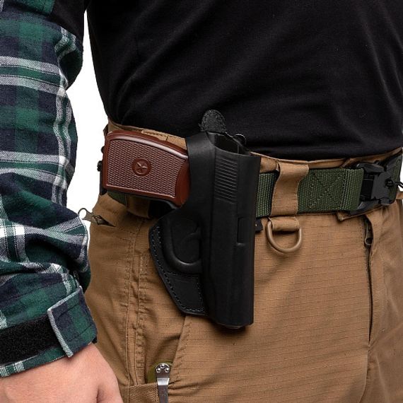 Кобура поясная к ПМ формованная кожаная черная (HS-ПК-5ч) Helios