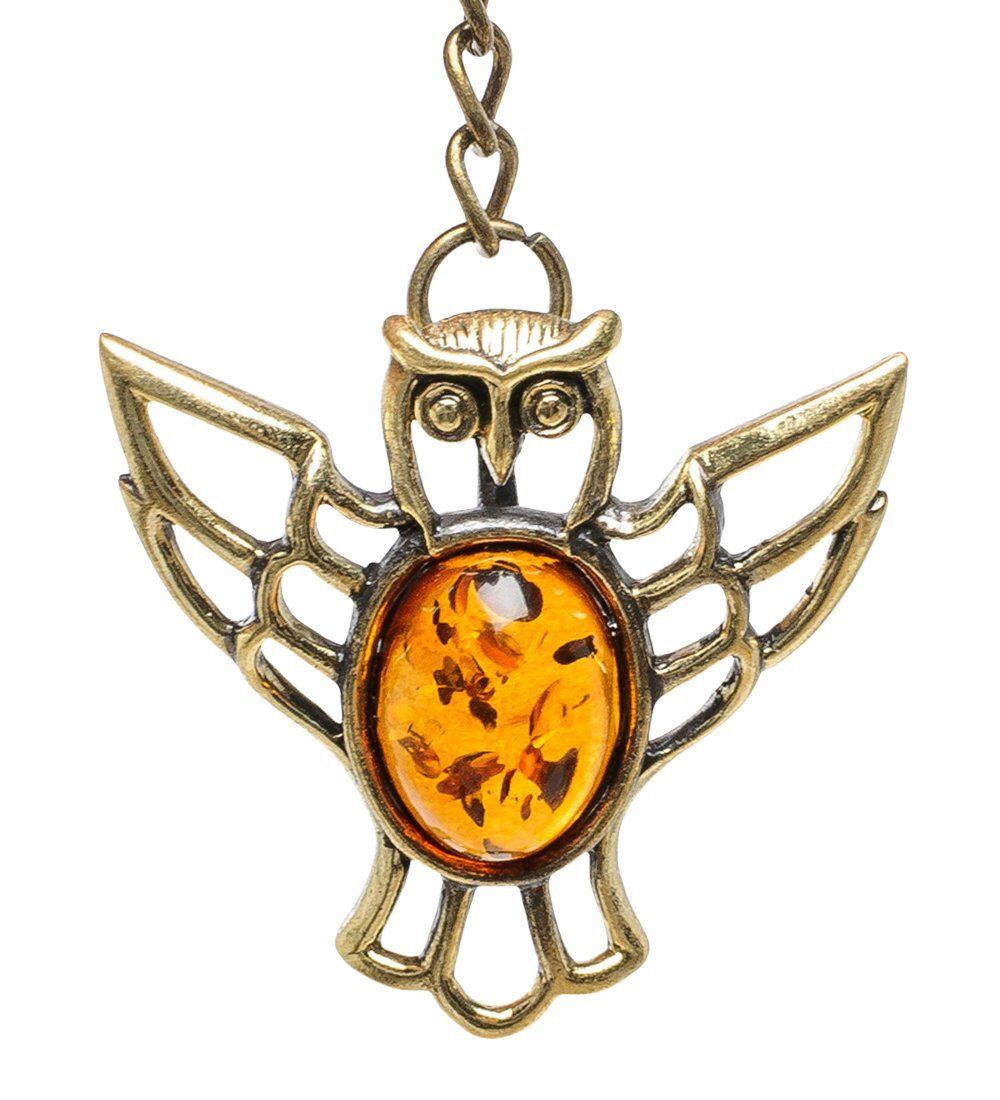 AM-1616 Брелок «Сова Лили» (латунь, янтарь)