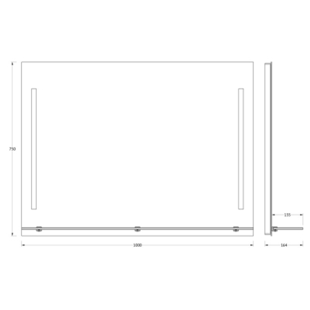 Зеркало Evoform с полочкой 100 см с 2-мя встроенными LED-светильниками 11 W 100x75 см