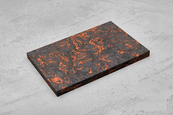 Карбон хаотичный, плашка 130x85x8мм, оранжевый