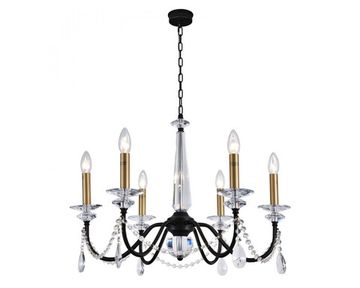 Подвесная люстра 6*E14 3976/C black+brass матовый черный/латунь ANASTASIA Newport