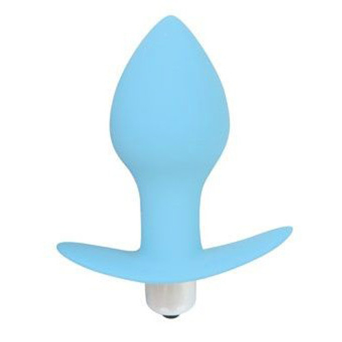 Голубая коническая анальная вибровтулка 8см с ограничителем Bior Toys Sweet Toys ST-40169-12
