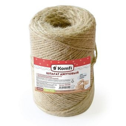 Шпагат джутовый цилиндр 2х100м, 1200 текс HRD100C KOMFI