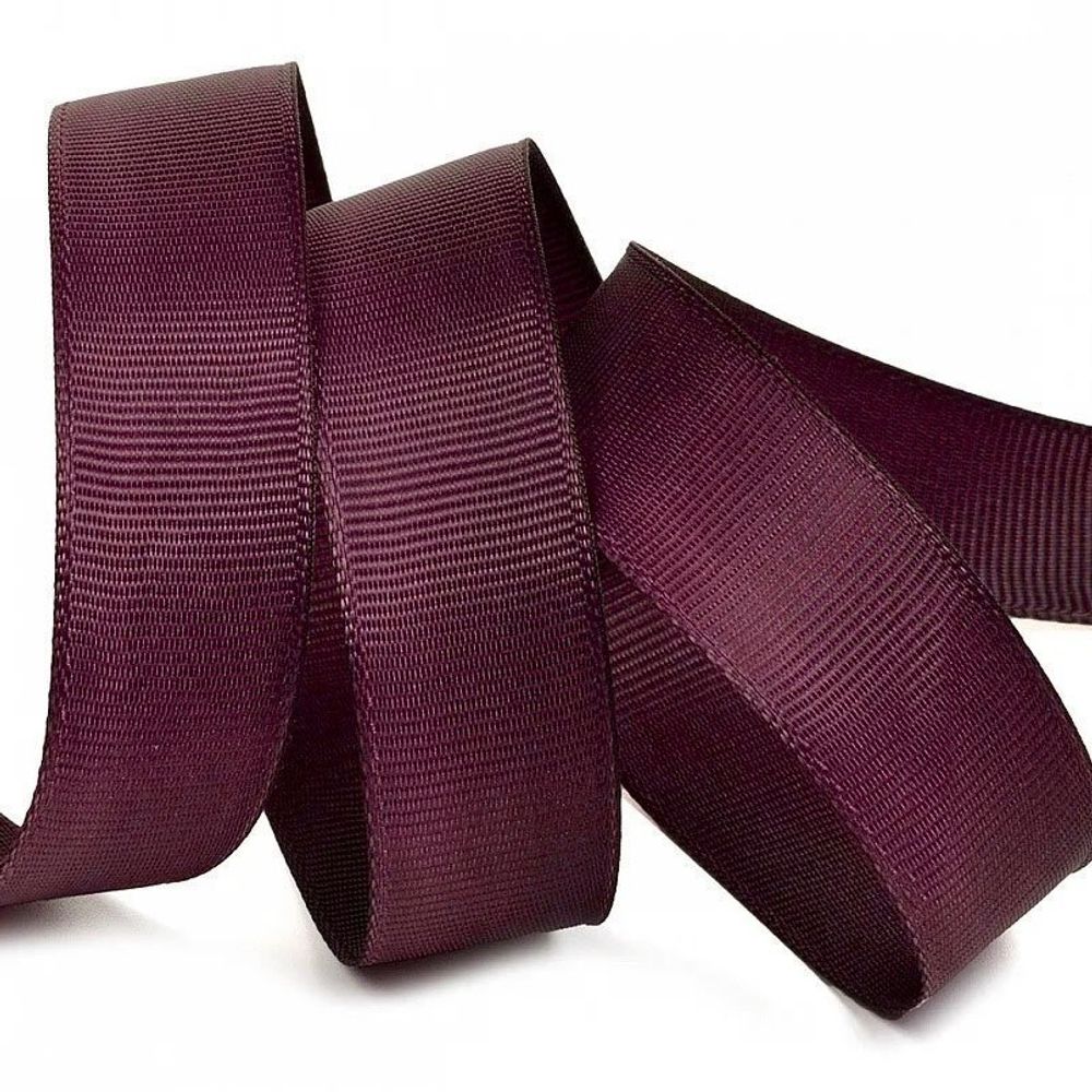 Декоративная лента двухслойная, 4 см, намотка 20 ярдов, бордовая