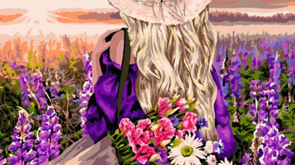 Картина по номерам - Девушка в лавандовом поле - Проверочный лист