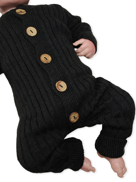 Комбинезон вязаный на пуговицах Черный RinaAmari