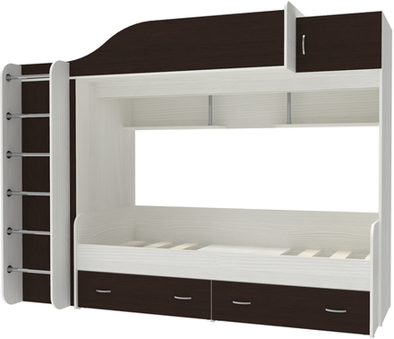 Двухъярусная кровать КарИВи Дуэт-3 Белое Дерево Венге