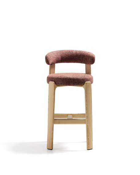 Барный стул Granite из терракотовой синели и ясеня с натуральной отделкой 75 см