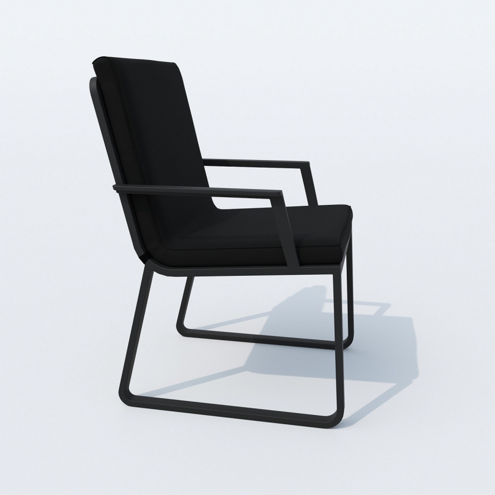 Обеденная группа Ideal Patio ТЕЛЛА  АЛЬБА  каркас карбон, стол тик 180, ткань черная