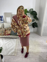 Куртка-бомбер (цвет бежево-винный)