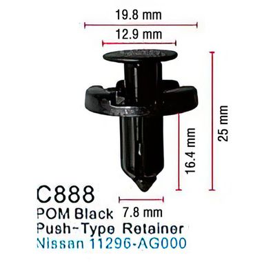 Клипса для крепления внутренней обшивки а/м Ниссан пластиковая (100шт/уп.) Forsage клипса C0888(Nissan)