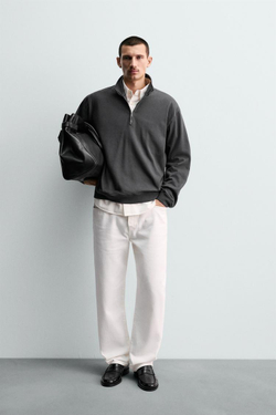 ZARA ТОЛСТОВКА С ВОРОТНИКОМ НА МОЛНИИ, ТЕМНО-СЕРЫЙ