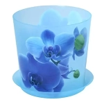 Кашпо ДЕКО D125мм 1,2л с подставкой орхидея голубая 0,125,125х0,125м