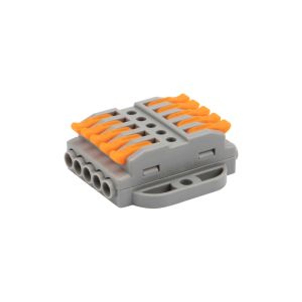 Клемма СМК 222-425P проходная 5 полюсов, с монтажной площадкой (0,08-4 мм²), серая (блистер 4 шт./уп