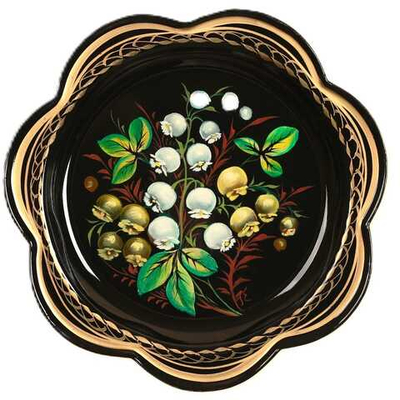 Жостовский поднос декоративный, размер 18 см (A1), металлический