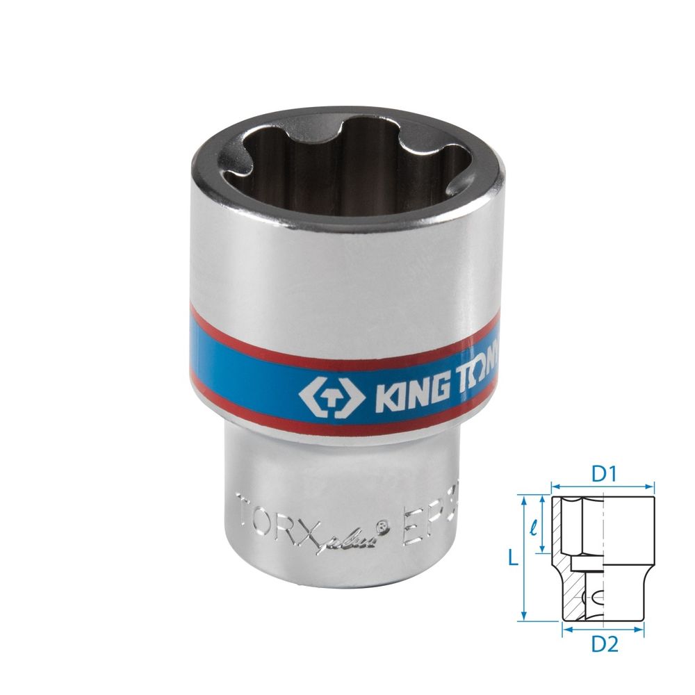 KING TONY (433E30M) Головка торцевая TORX Plus 1/2", EP30, L = 45 мм