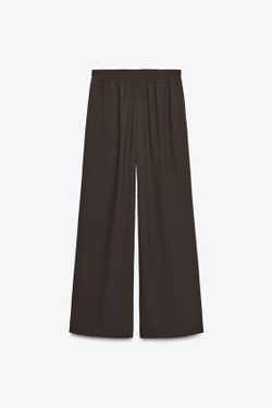 ZARA БРЮКИ WIDE LEG, КОРИЧНЕВЫЙ
