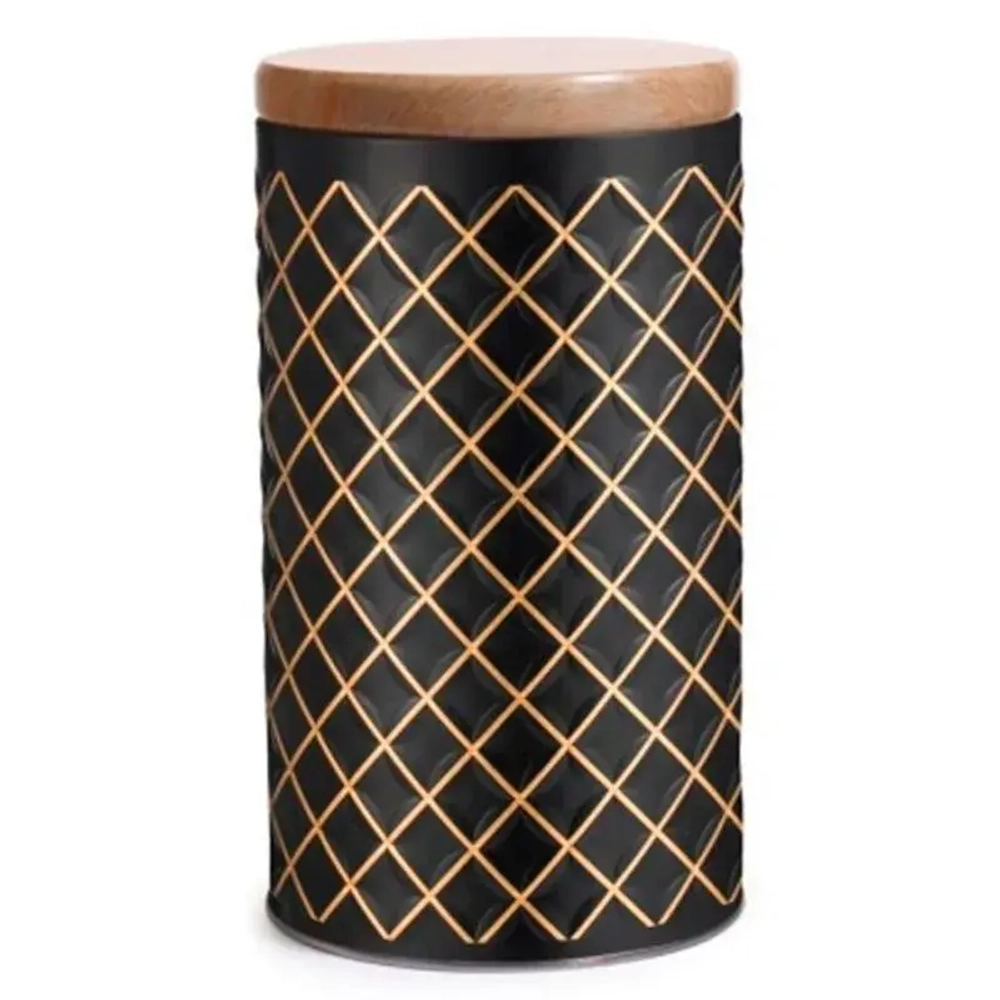 Банка жестяная Classico Nero для сыпучих продуктов, 1,6 л, круглая, с крышкой